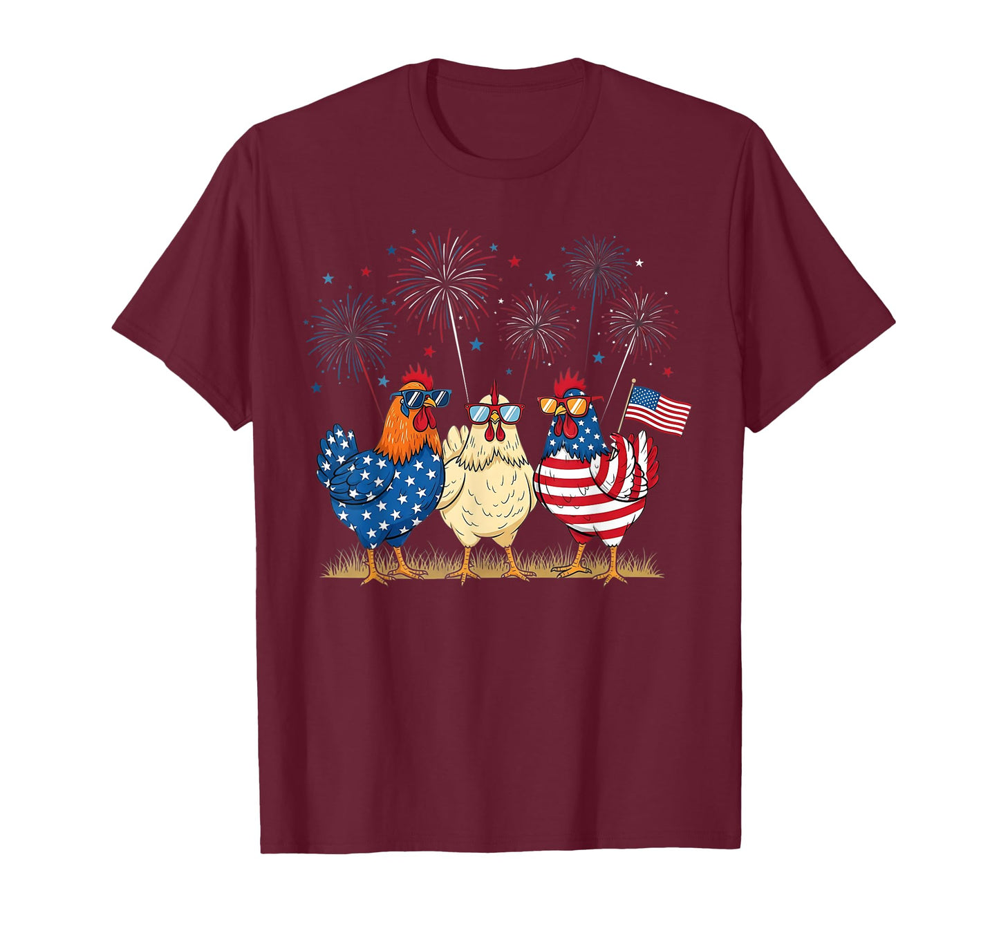 Patriotic Chicken Squad July 4th Humor American Flag Women T-Shirt