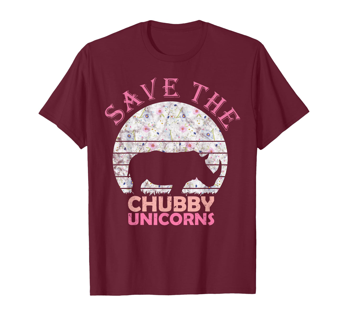 Floral Rhino gift for Girls Women - Save The Chubby Unicorns T-Shirt