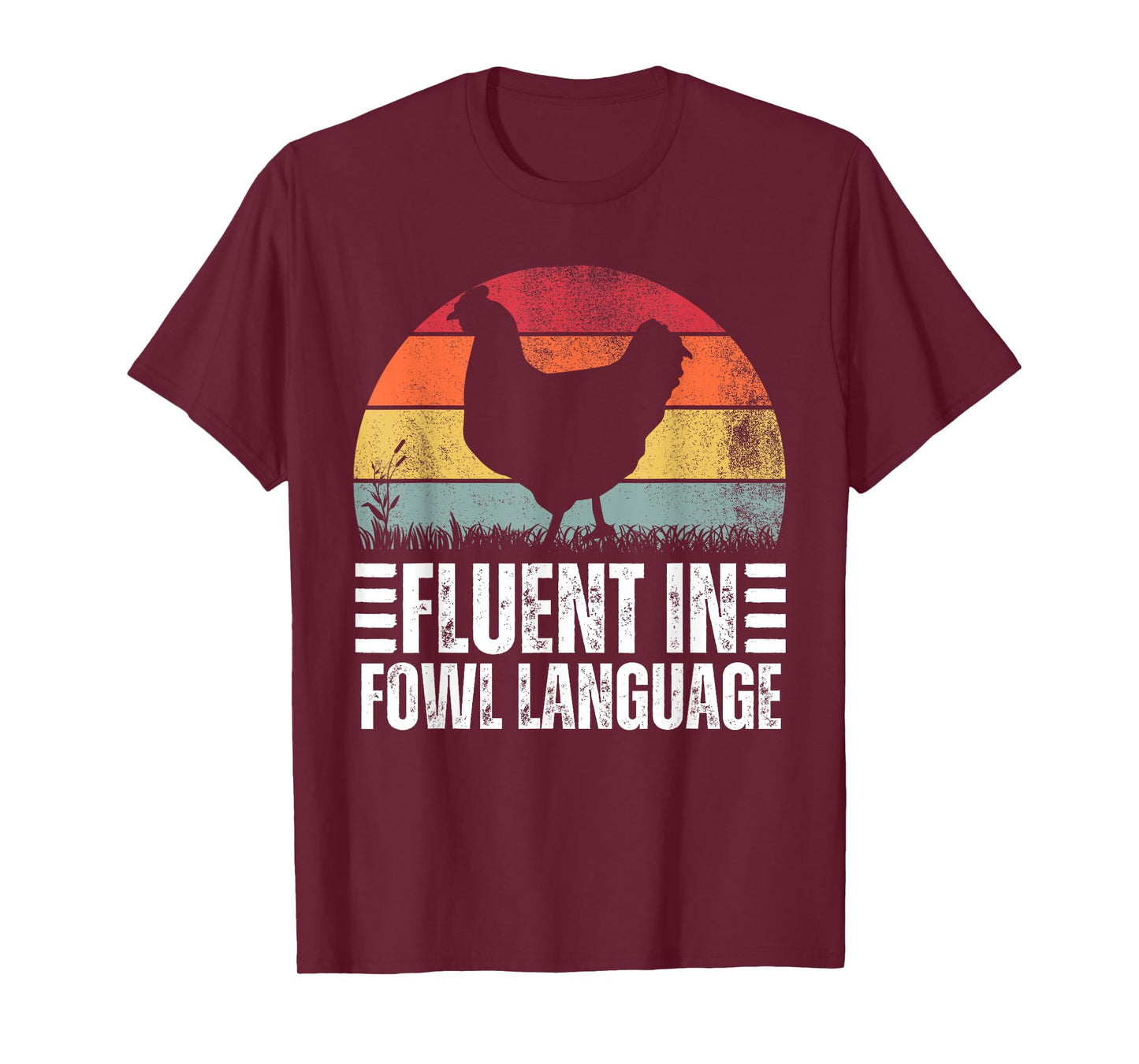 Funny Chicken Retro Vintage Fluent In Fowl Language T-Shirt