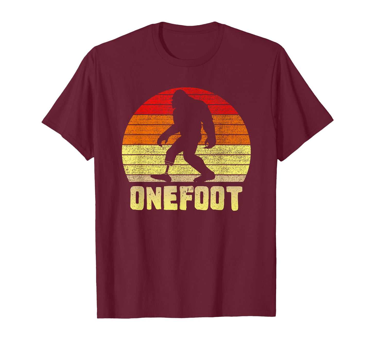Onefoot Leg Amputee Recovery | One Foot Bigfoot Funny Sunset T-Shirt