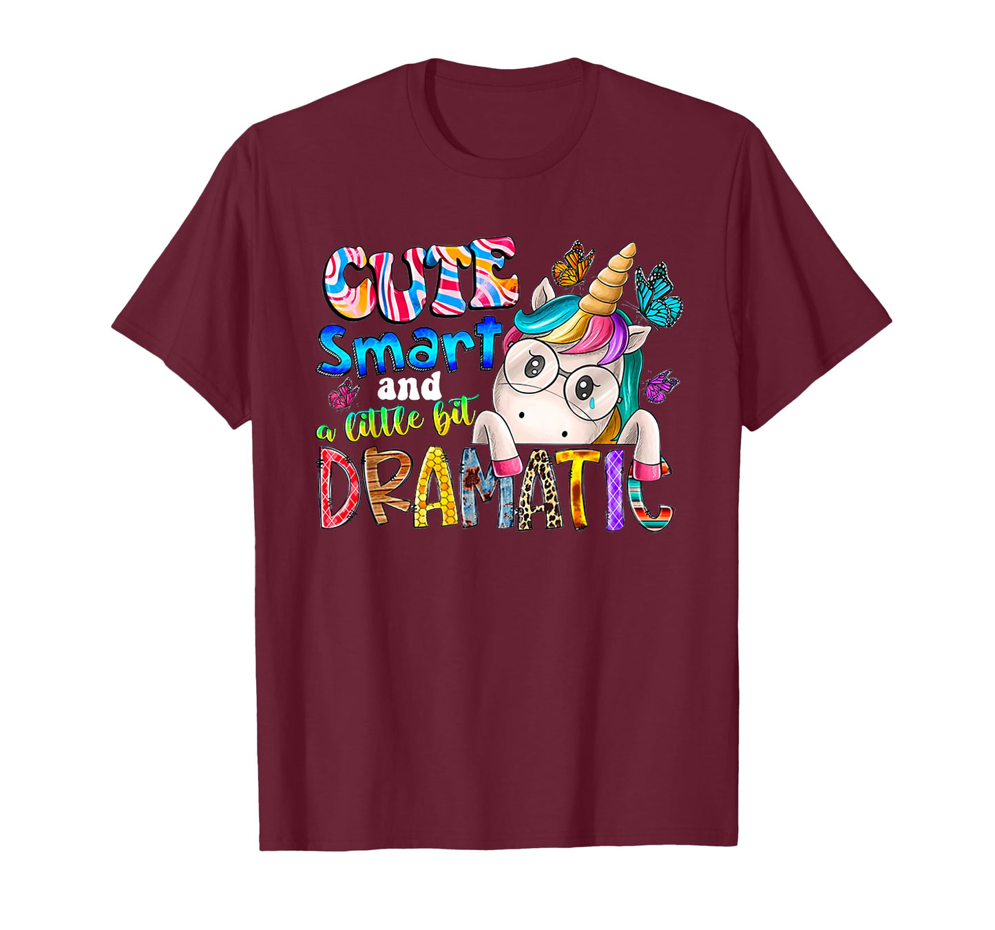 Cute smart and a little bit dramatic Funny Unicorn Kid Girls T-Shirt