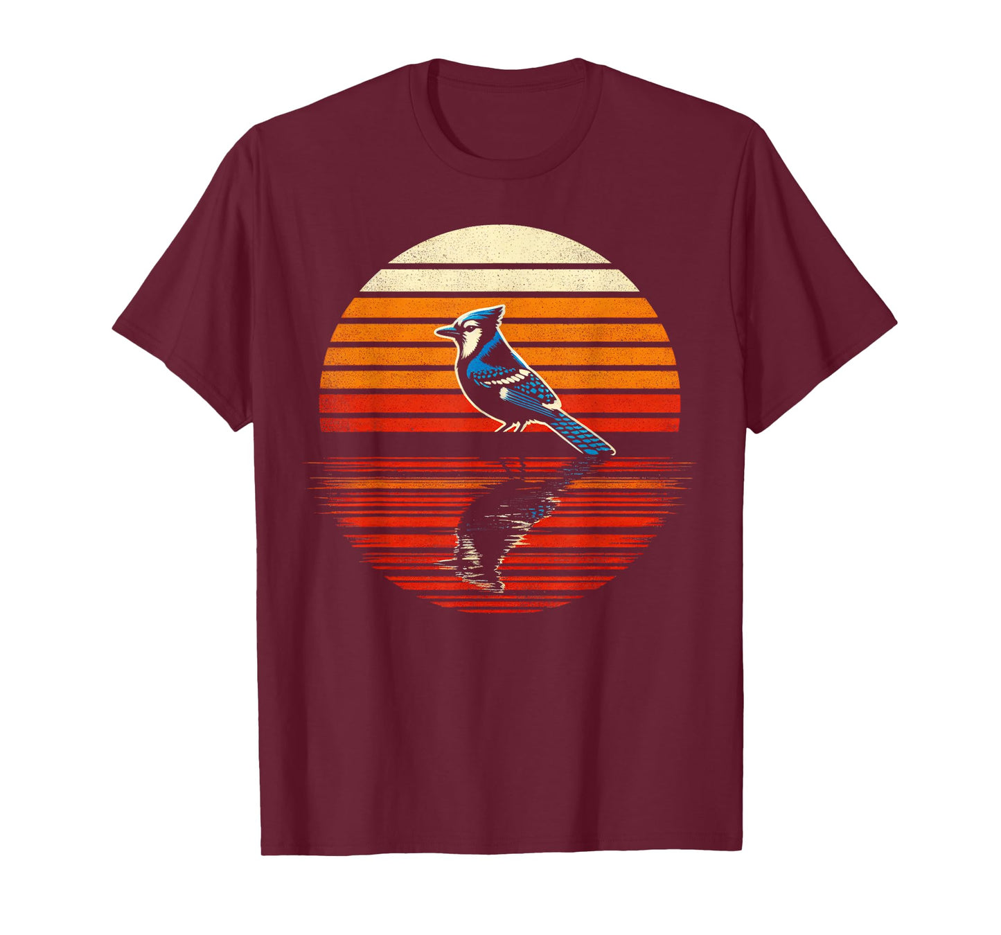 Blue Jay Bird Sunset Retro Style Safari Vintage 70s T-Shirt