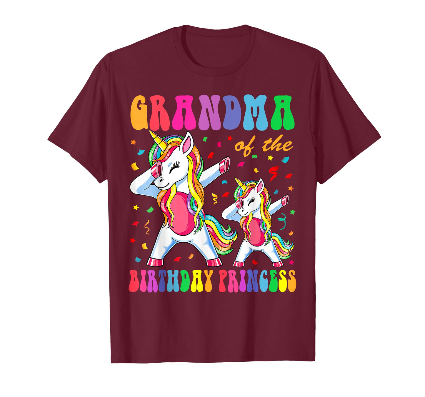 Grandma of the Birthday Princess Girl Dabbing Unicorn Family T-Shirt
