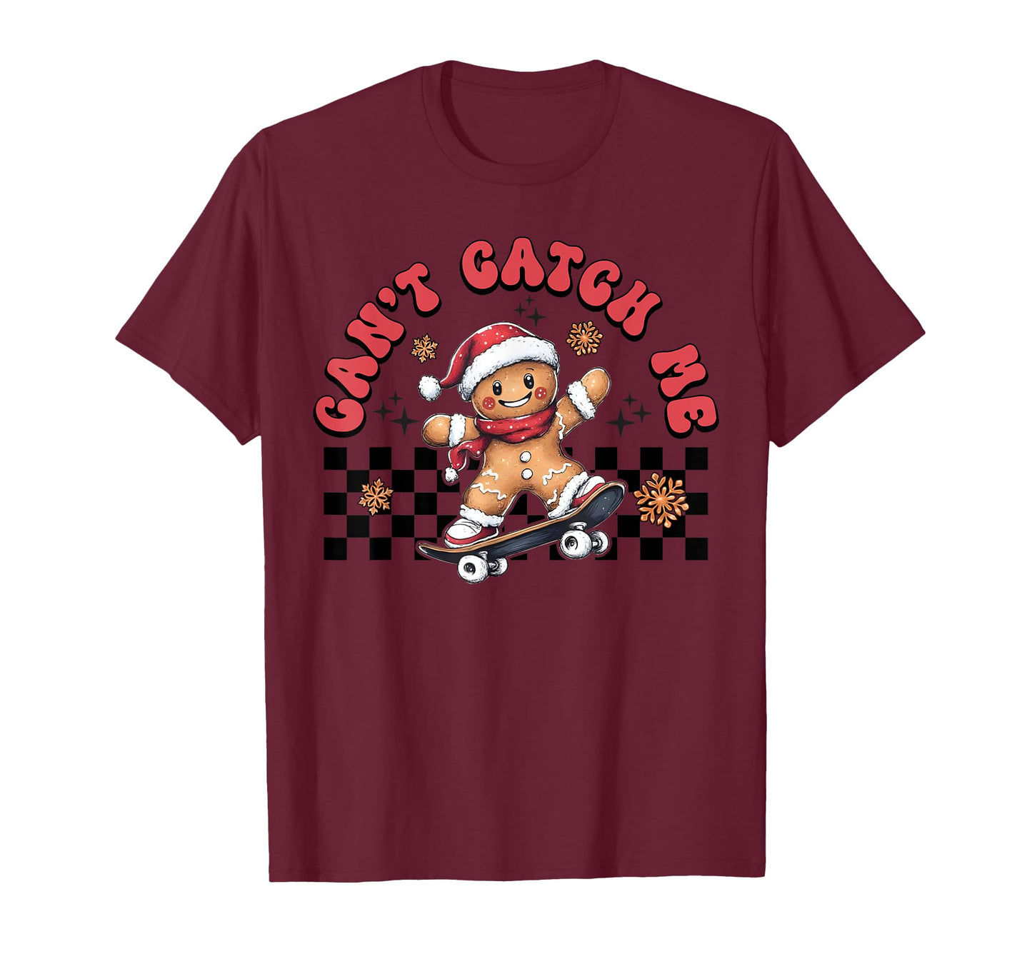 Retro Groovy Can't Catch Me Christmas Gingerbread Man Kids T-Shirt