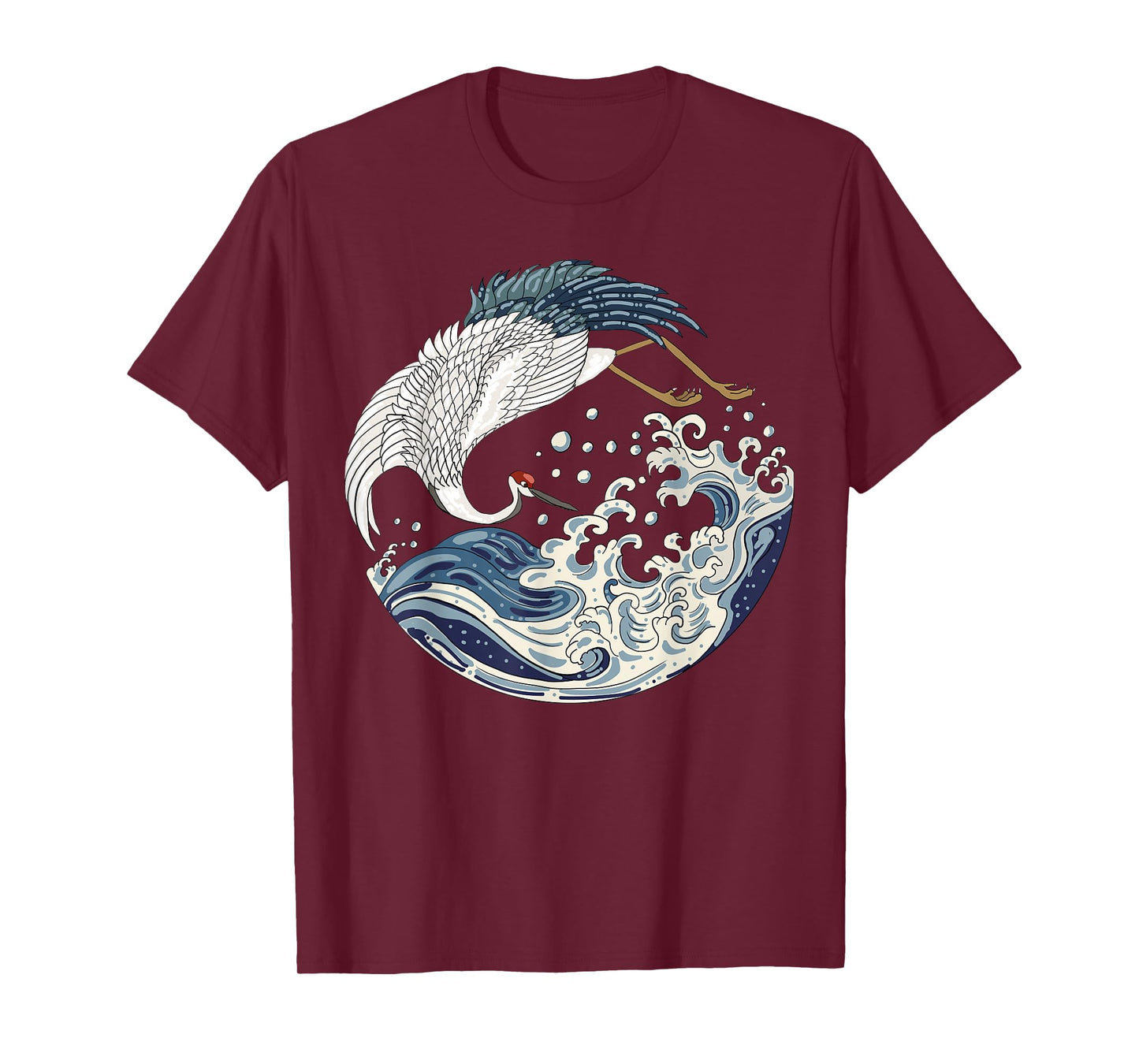 Japanese Vintage Art The Great Wave Sea Crane Bird T-Shirt