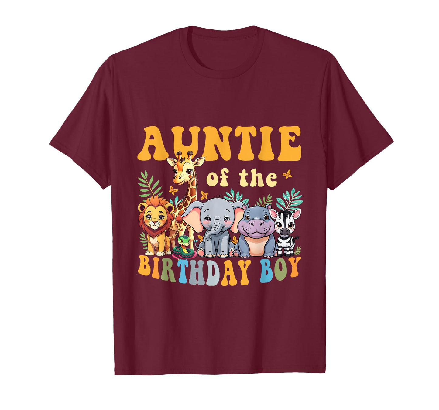 Auntie of the Birthday Boy Kid Safari Jungle Animal Matching T-Shirt