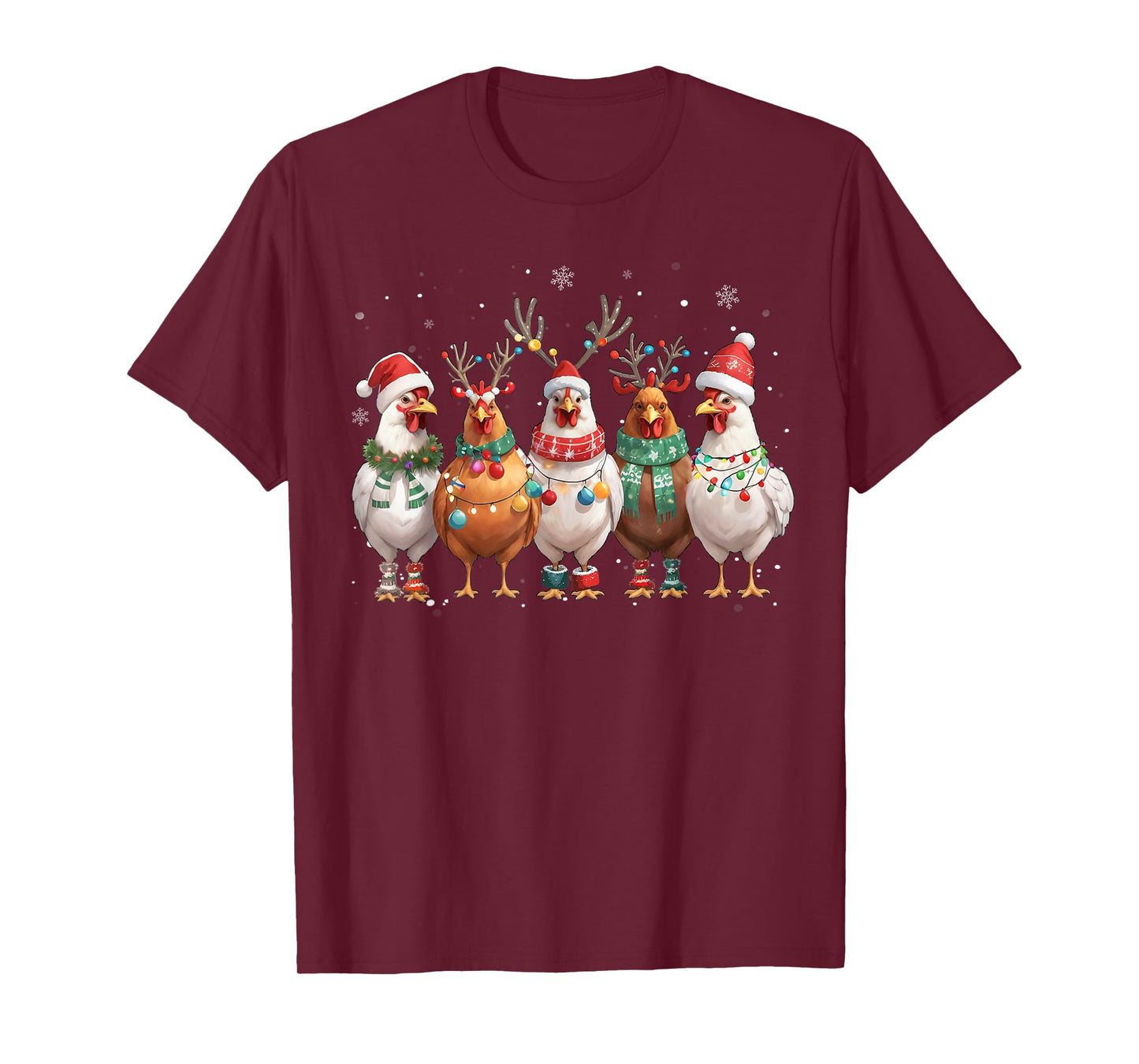 Christmas Lights Chicken Santa Funny Xmas Tree T-Shirt