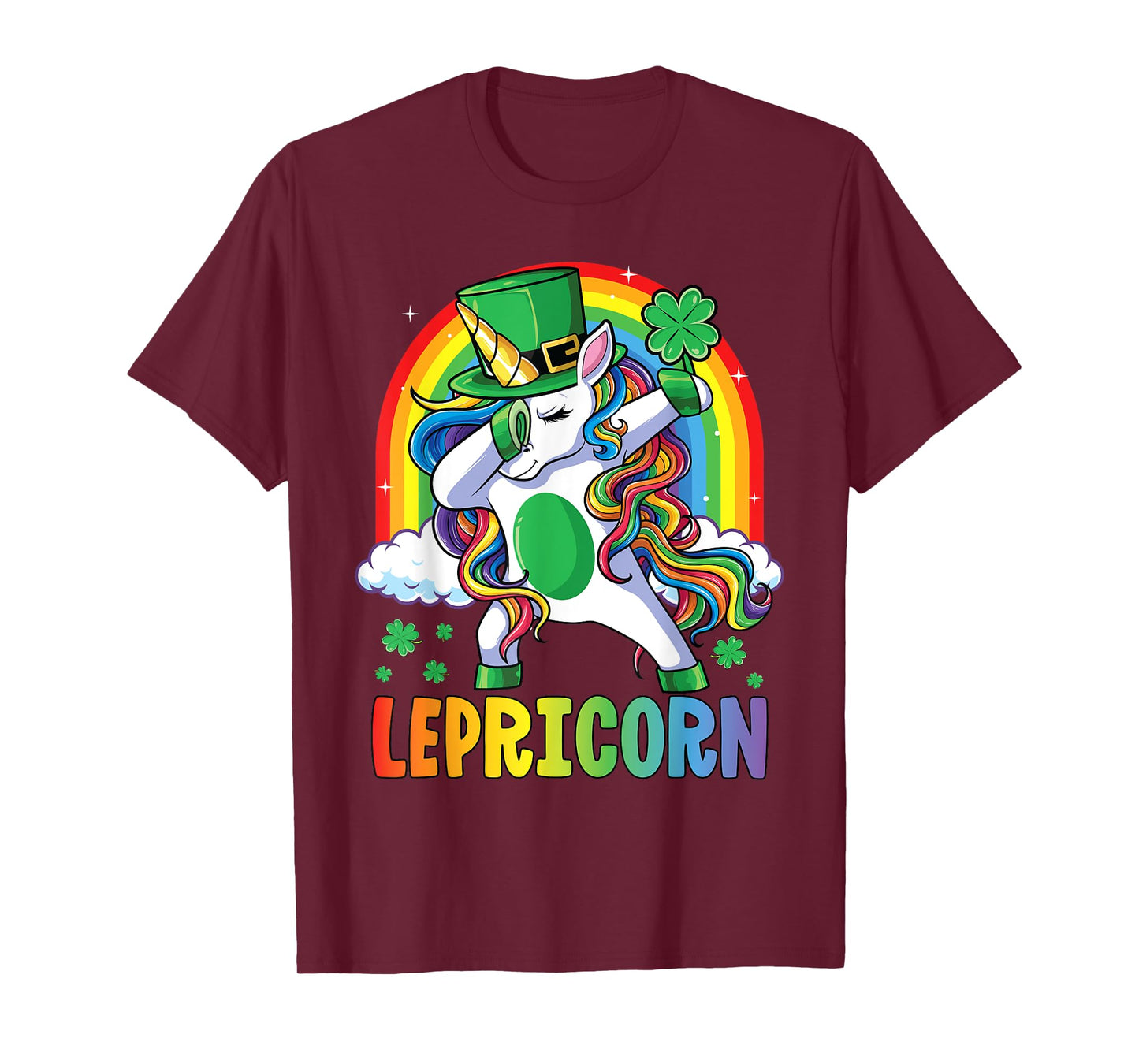 St Patricks Day Girls Dabbing Unicorn Leprechaun Lepricorn T-Shirt