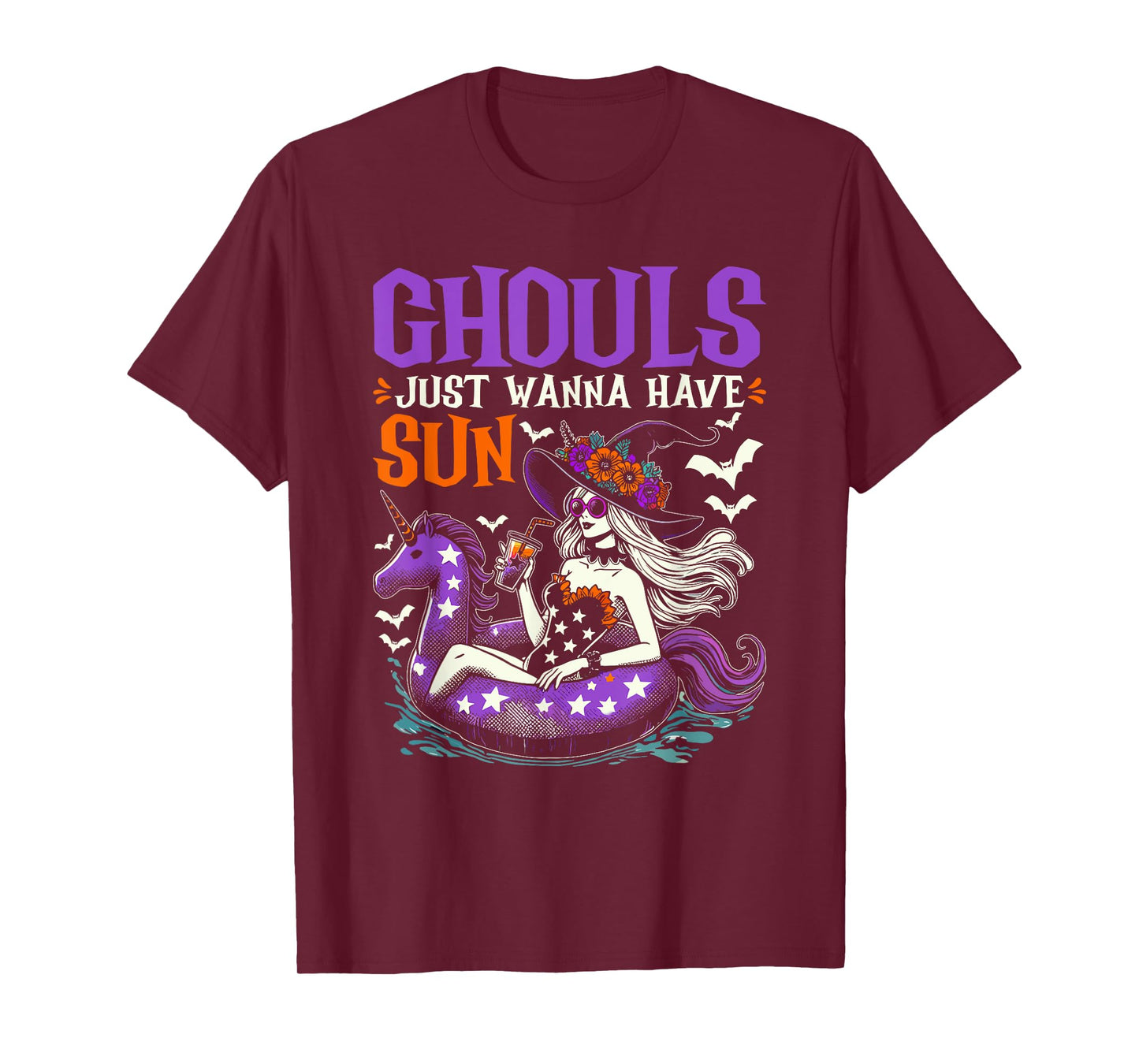 Summerween Summer Halloween Unicorn Float Witch Ghoul T-Shirt