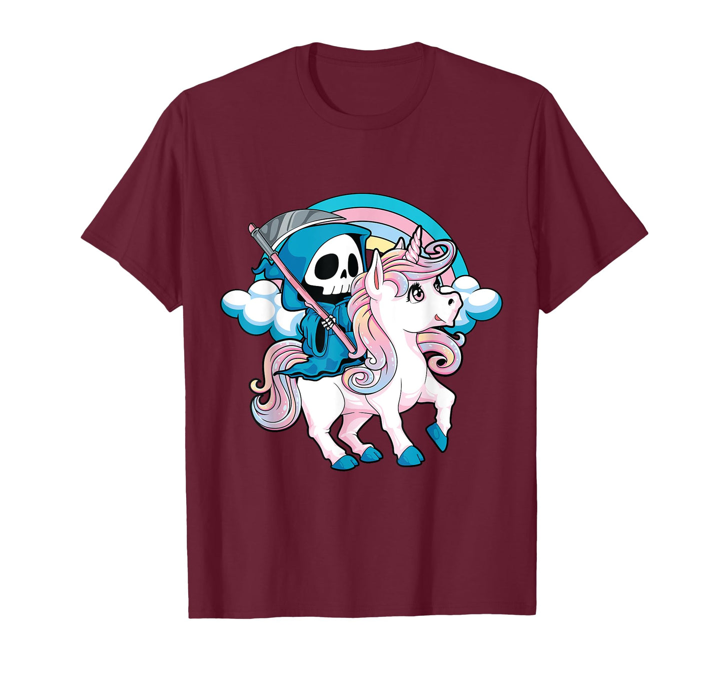 Kawaii Pastel Goth Cute Creepy Halloween Unicorn Grim Reaper T-Shirt