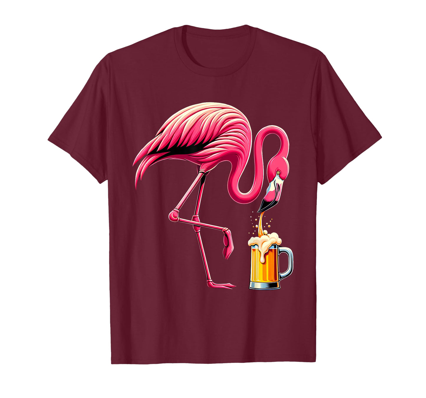 Funny Flamingo Drinking Beer Party Flamingo Lover Womens T-Shirt