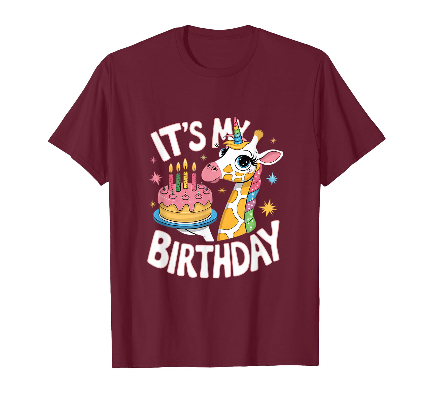 It's My Birthday Cute Giraffe Unicorn Kids Girls Birthday T-Shirt