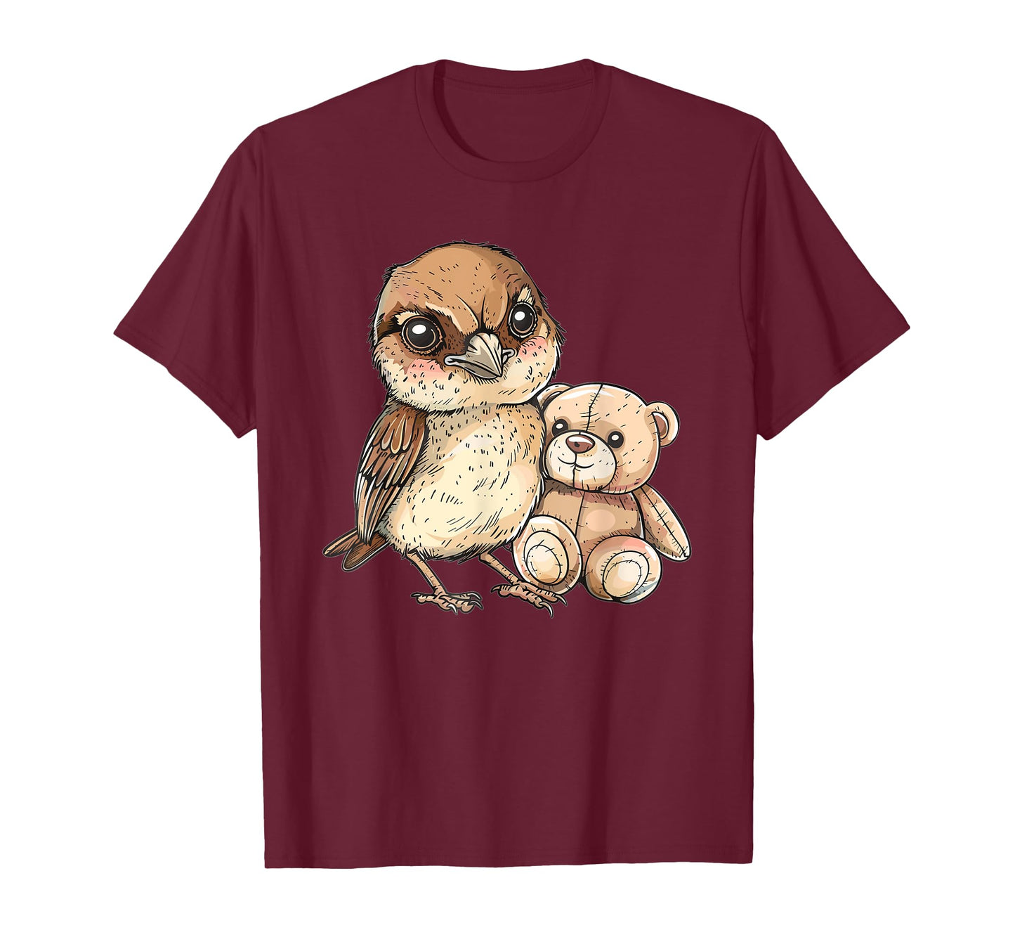 Cute Sparrow With Teddy Bear I Sparrow T-Shirt