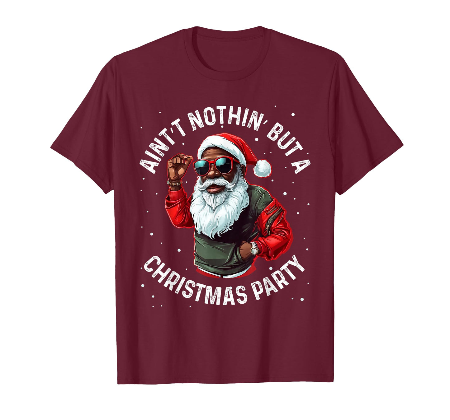 African American Santa Claus Christmas Pajama Men and Women T-Shirt