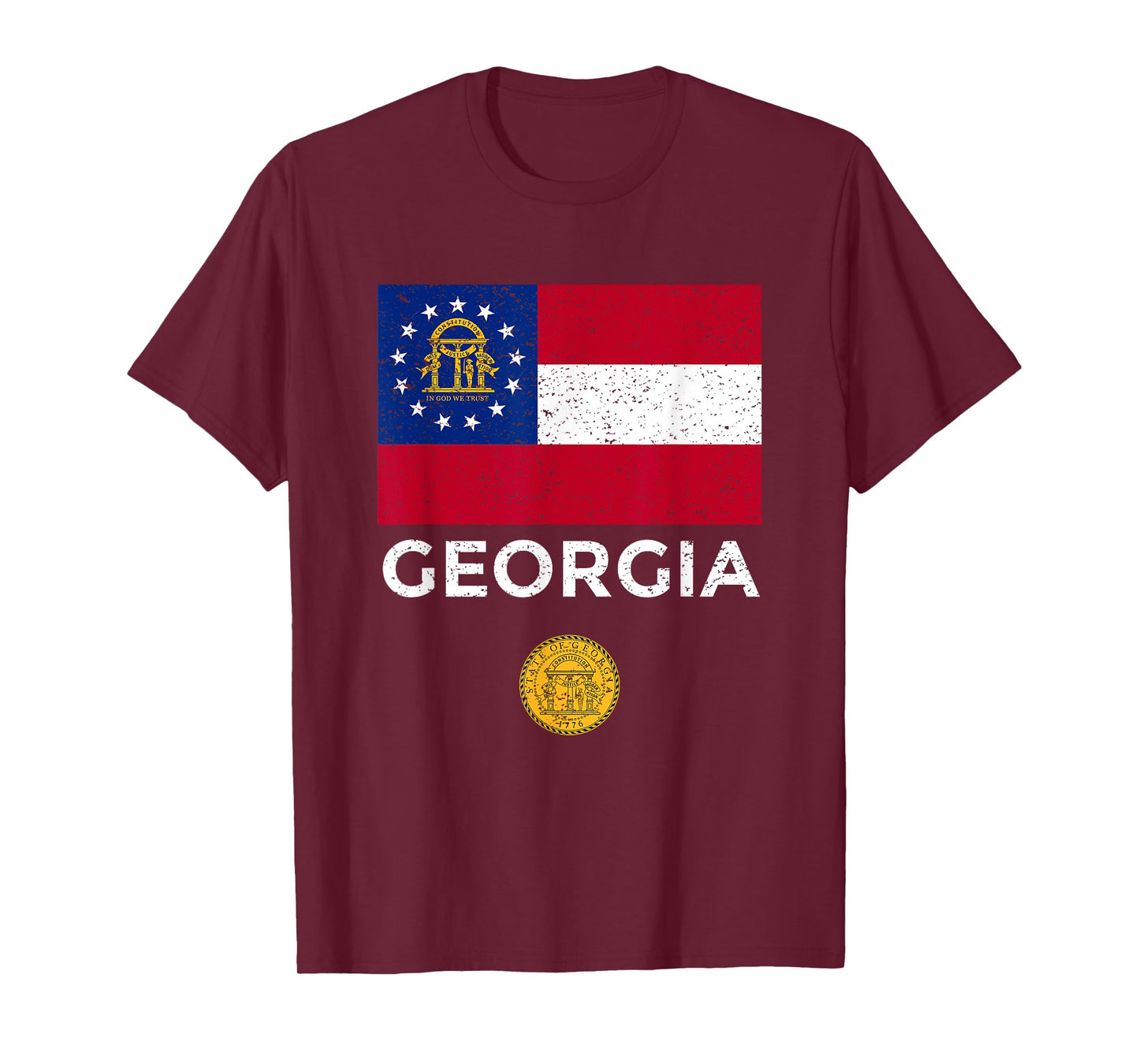 Georgia State Flag T-Shirt with Seal - Vintage Distressed T-Shirt