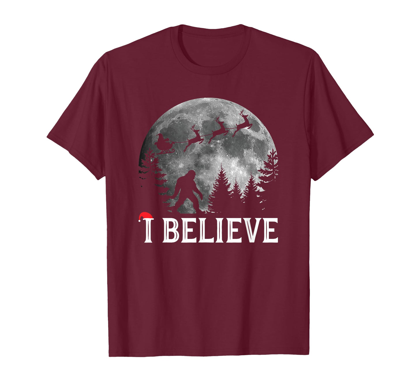 Funny Bigfoot I Believe Sasquatch Christmas T-Shirt