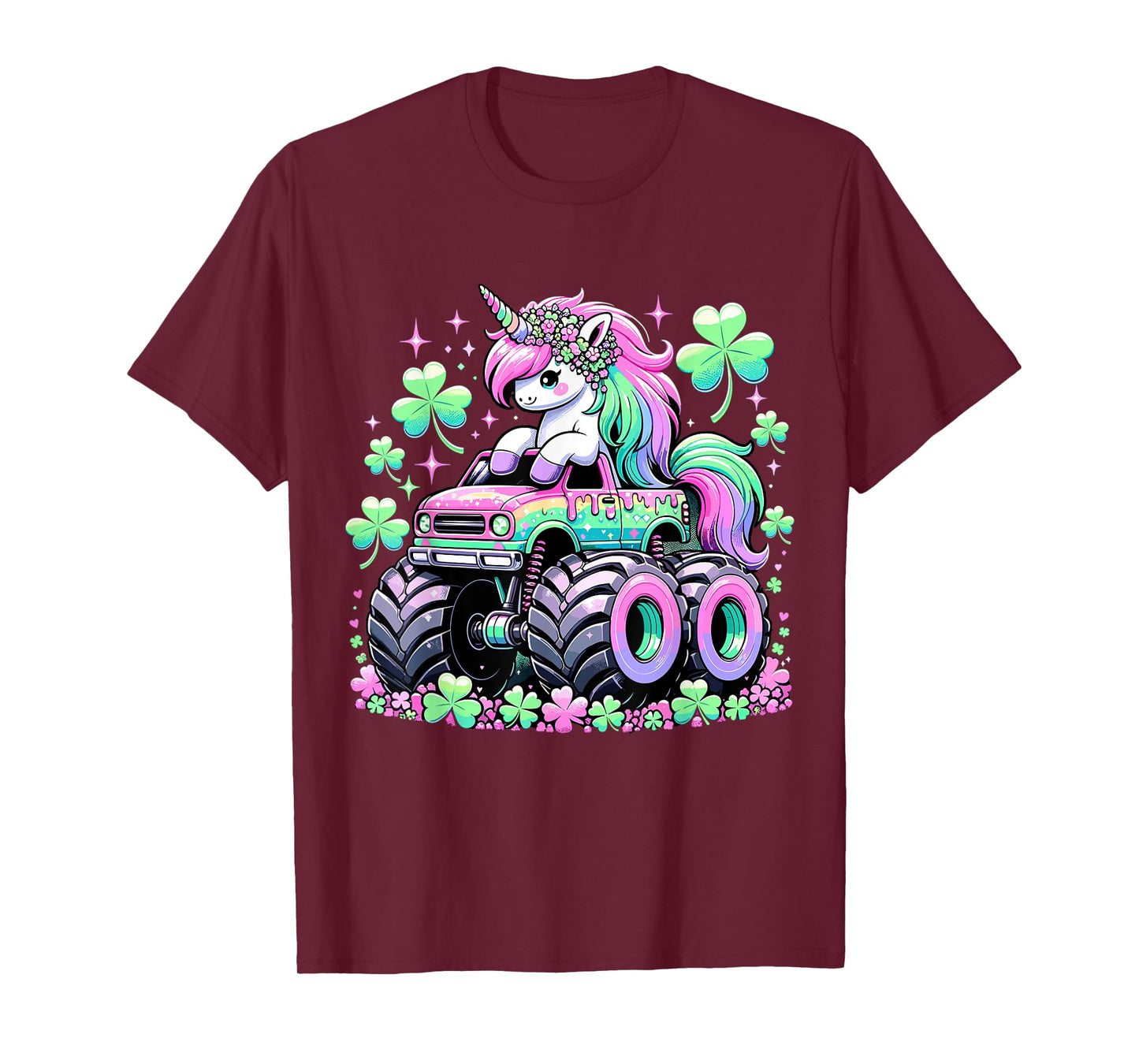 St Patricks Day Girl Monster Truck Unicorn St Patricks Day T-Shirt