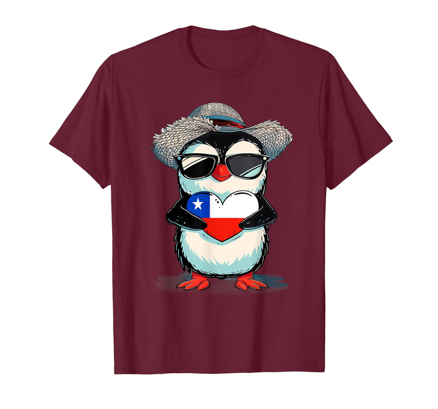 Chilean Flag Heart Penguin Chilean Pride Chilean Roots Chile T-Shirt