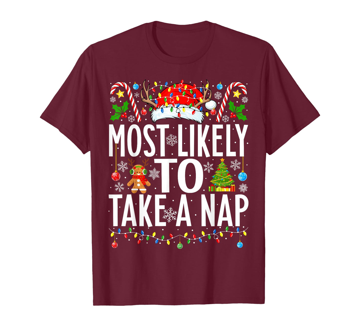 Most Likely To Take A Nap Santa Funny Xmas Family Christmas T-Shirt
