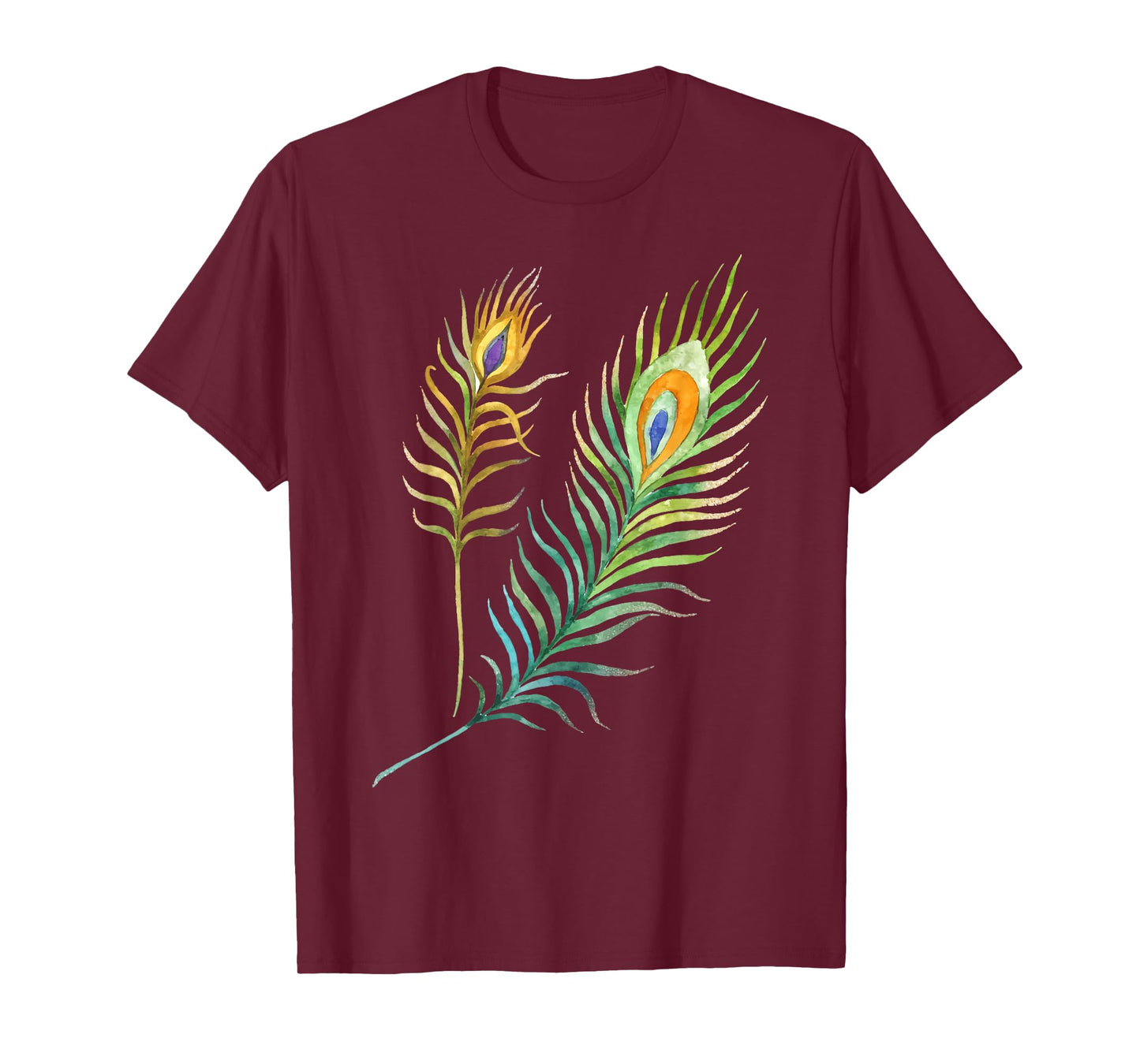 Peacock Feathers Indian Peafowl Bird Lover Watercolor Funny T-Shirt