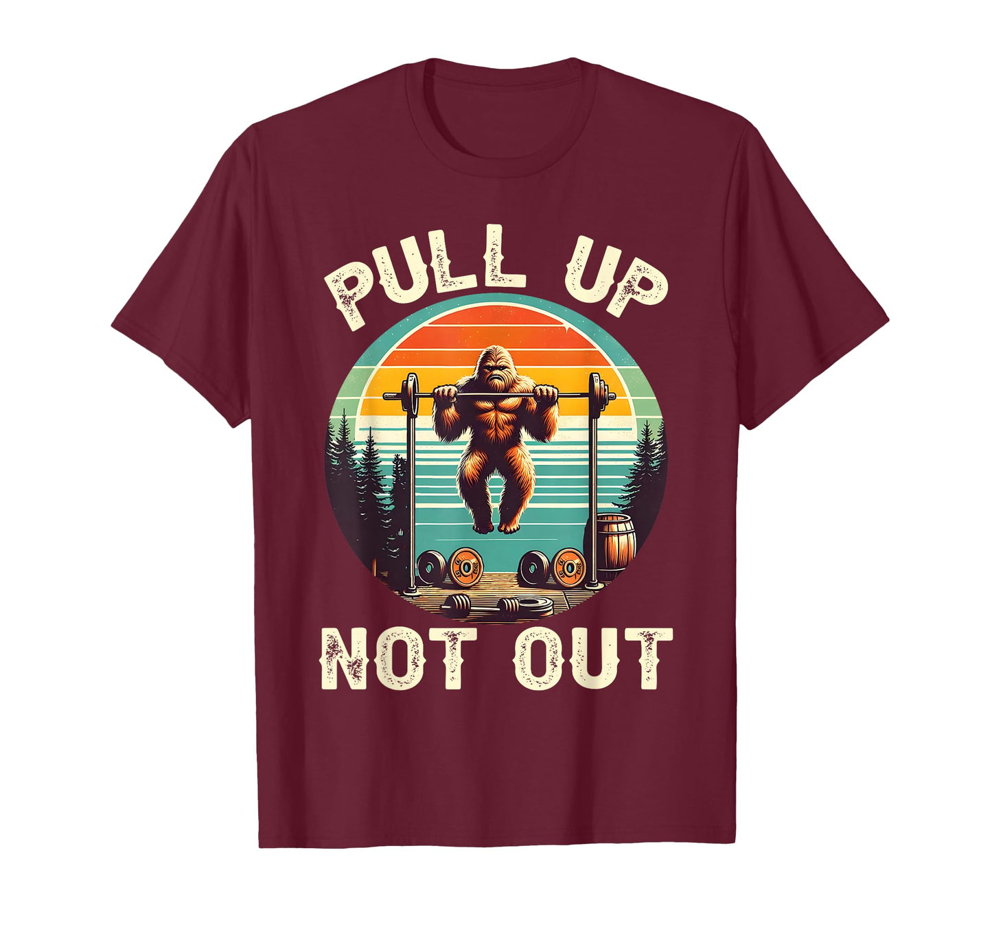 Funny Bigfoot Pull Up Not Out Vintage Retro Fitness Men Gym T-Shirt