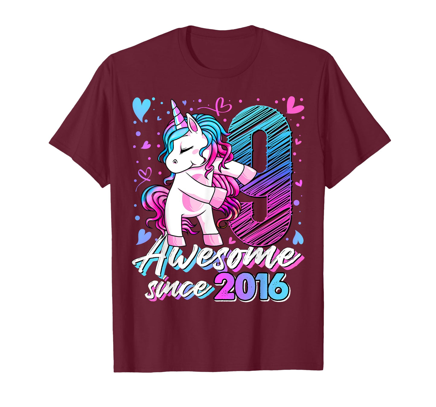 9 Year Old Unicorn Gifts For Girls 9th Birthday Girl Party T-Shirt