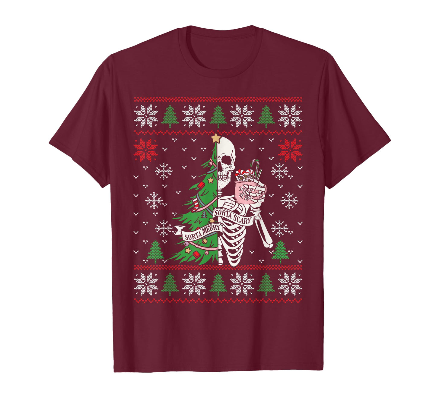 Christmas Vibes Xmas Skeleton Sorta Merry Sorta Scary Gothic T-Shirt