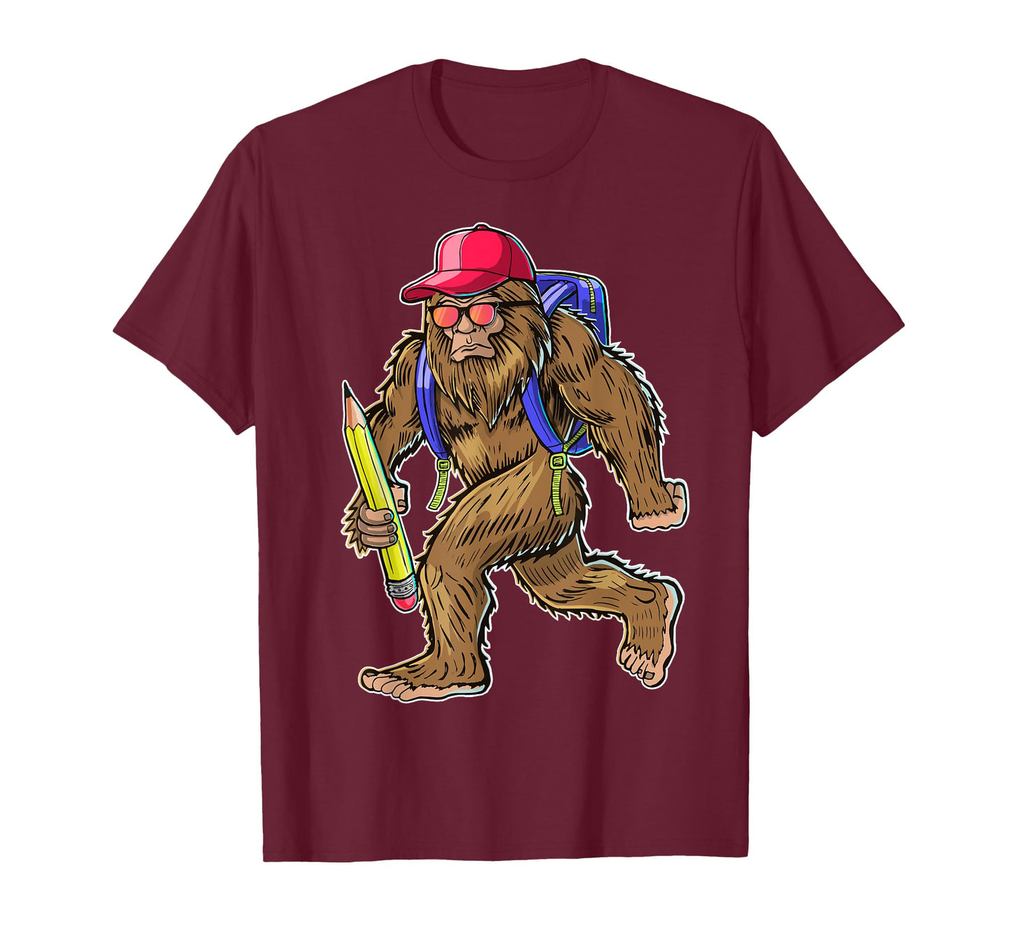 Funny Bigfoot Back to School Kid Bigfoot Backpack Boys T-Shirt