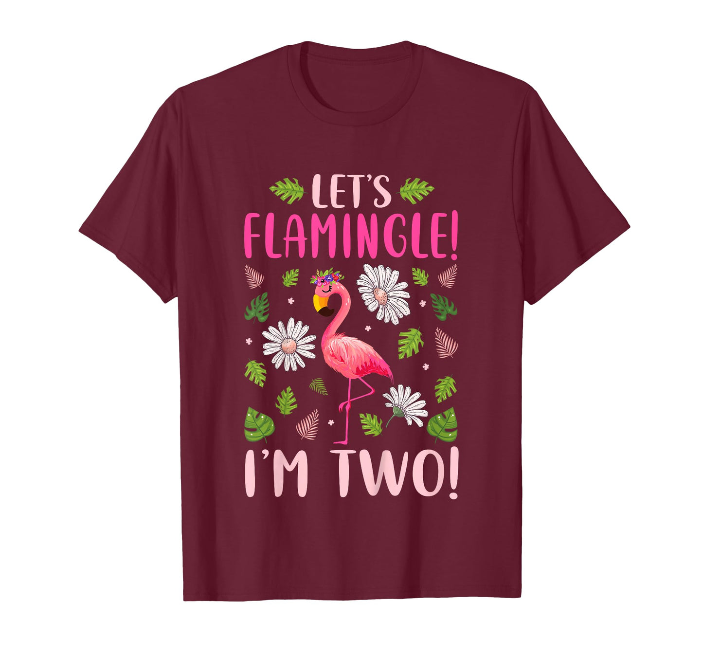 Kids Let's Flamingle I'm Two 2 Years Old 2nd Birthday Flamingo T-Shirt