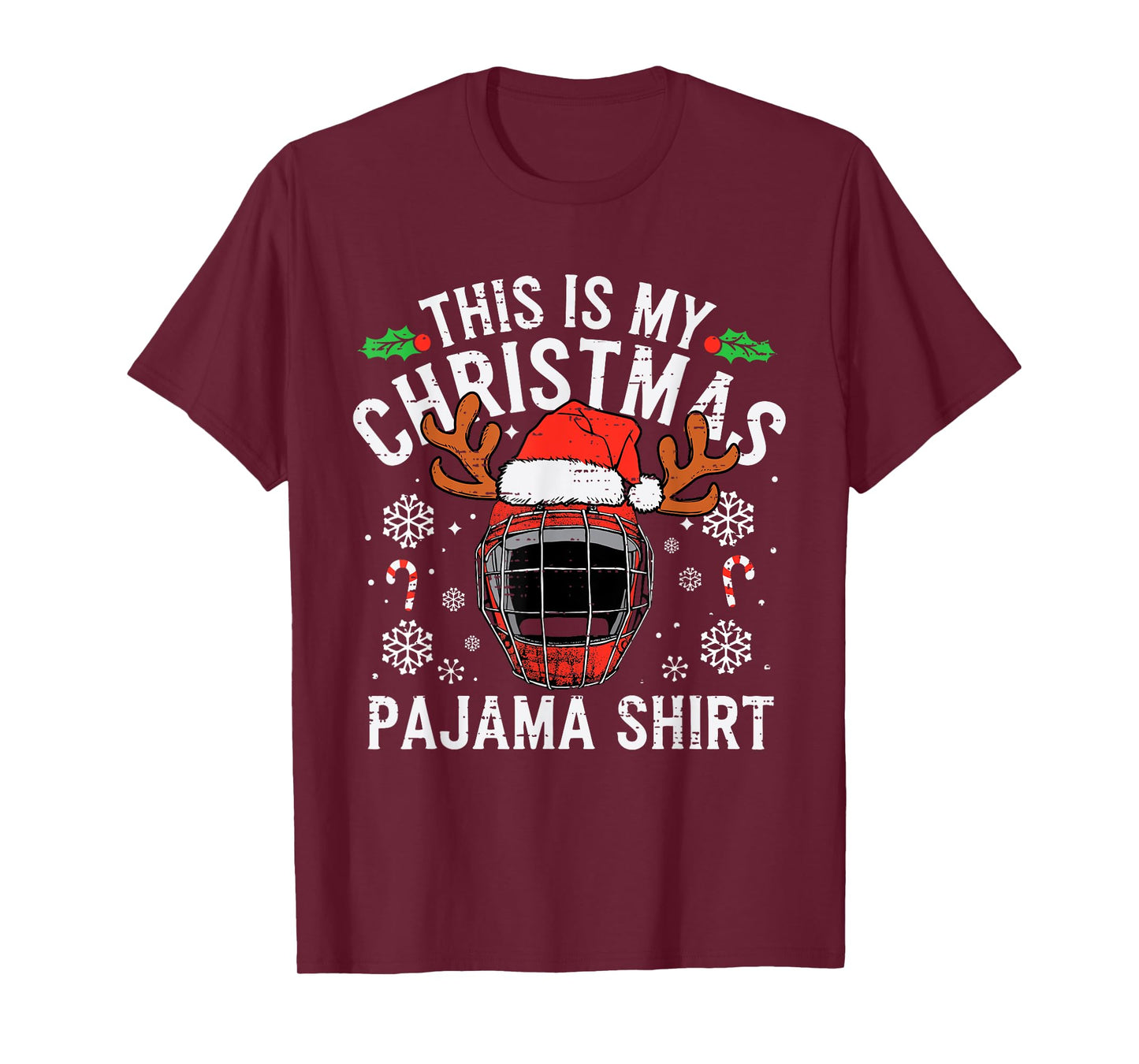 This Is My Hockey Christmas Pajama Shirt Sport Men Boys Kids T-Shirt
