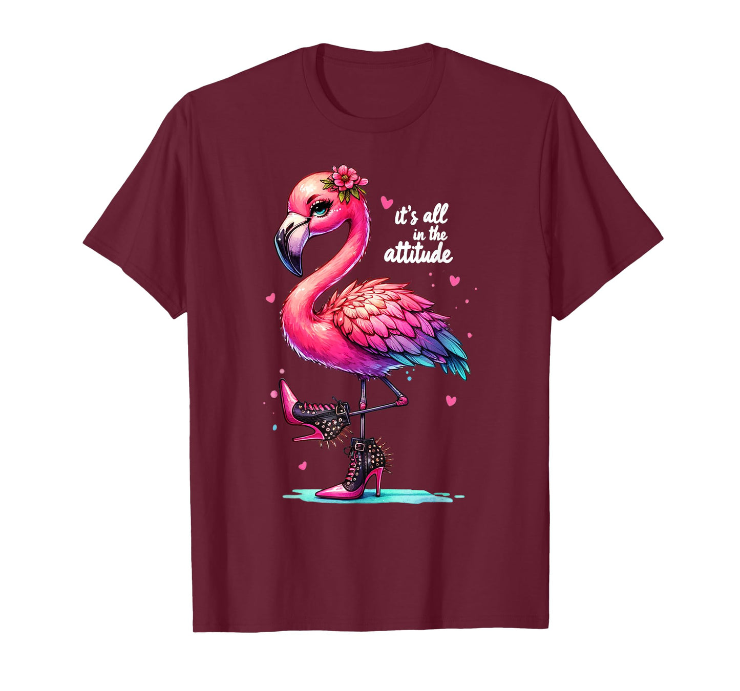 Cute Flamingo Spike Heels It's All in the Attitude Girls T-Shirt