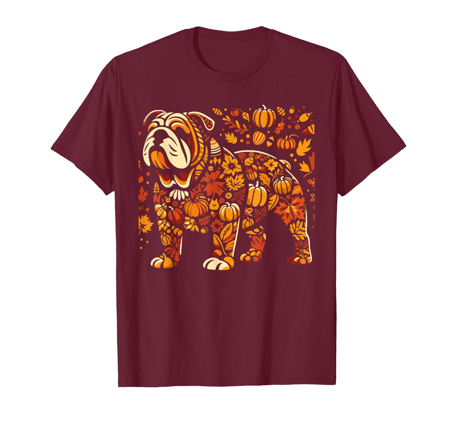 Autumn Pumpkin Fall English Bulldog Thanksgiving Womens Mens T-Shirt