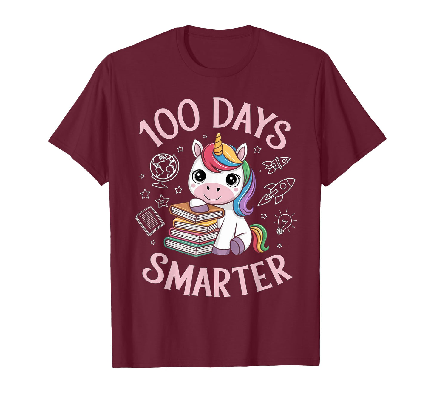 100 Days Smarter Happy 100th Day Of School Unicron Girls T-Shirt