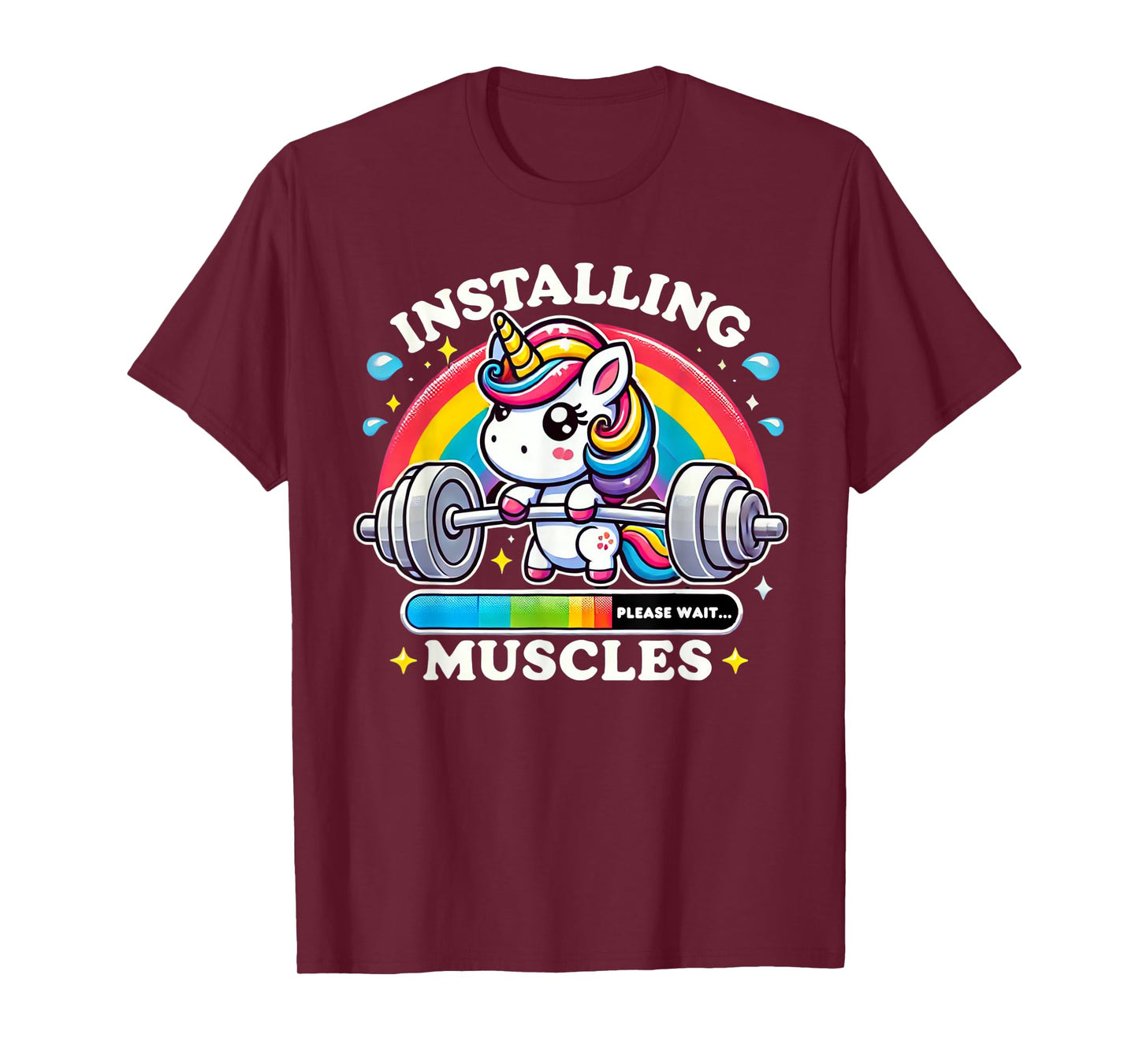 Installing Muscles Unicorn Workout Motivation Funny Gym T-Shirt