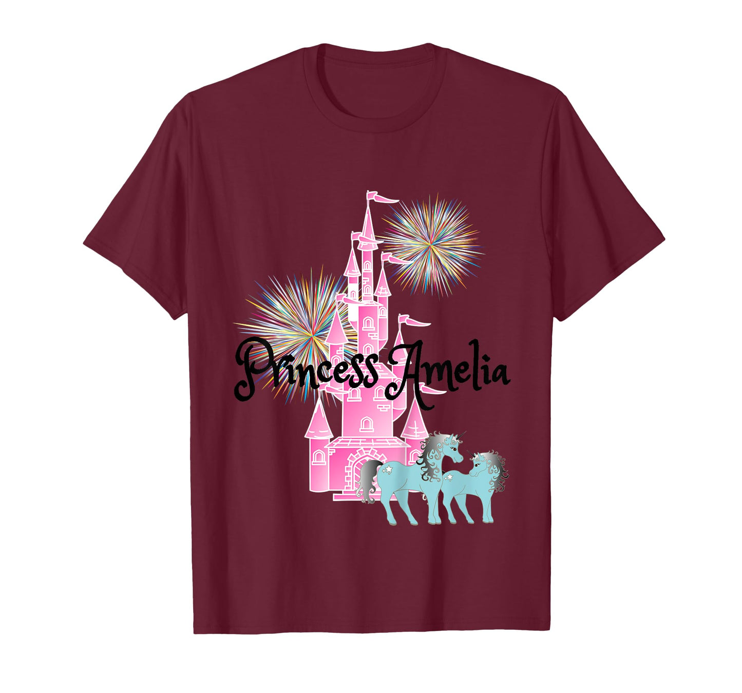 Kids Princess Amelia Name Girls Personalized Custom T-Shirt