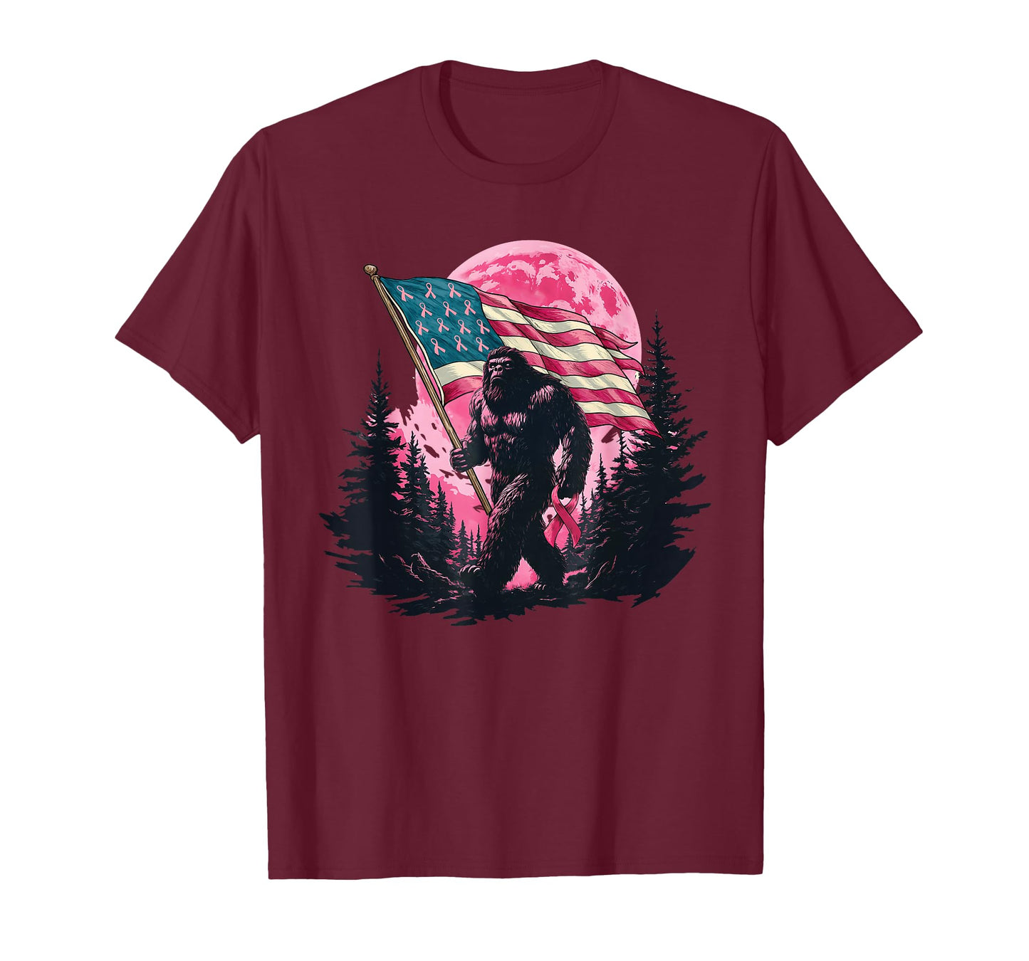 Bigfoot Pink Ribbon Breast Cancer Awareness Support Squad T-Shirt