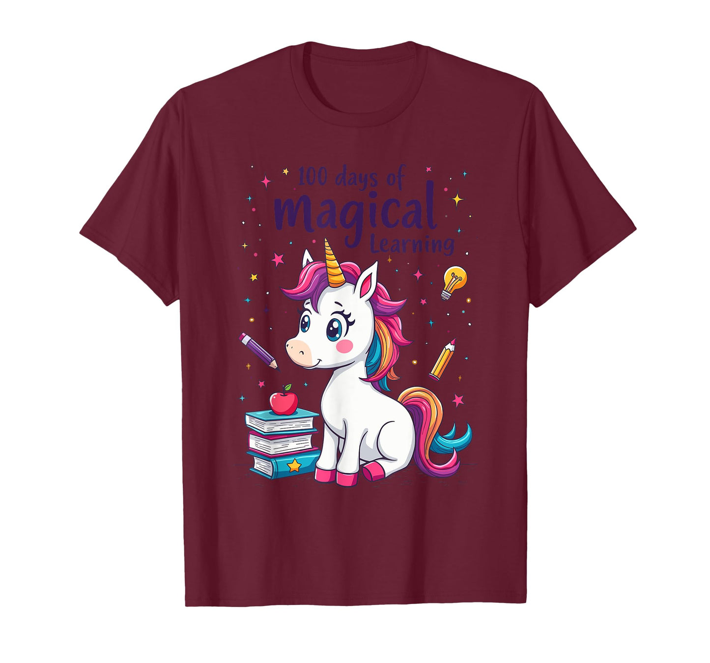 100th Day Kindergarten Kids Girls Unicorn 100 Days Of School T-Shirt