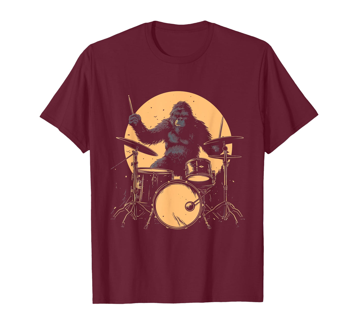 Drummer Bigfoot Playing Drums Funny Sasquatch Drumming T-Shirt
