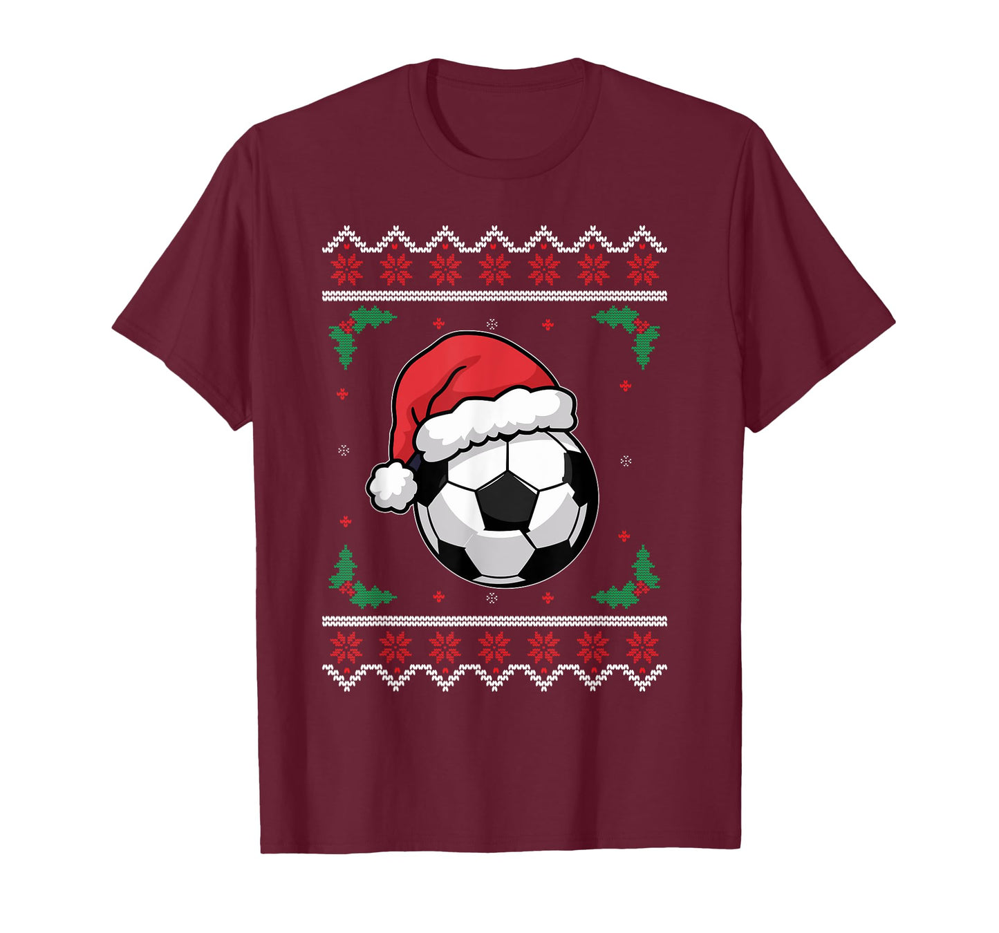 Christmas Santa Football Xmas Ugly Soccer Boys Kid Youth T-Shirt