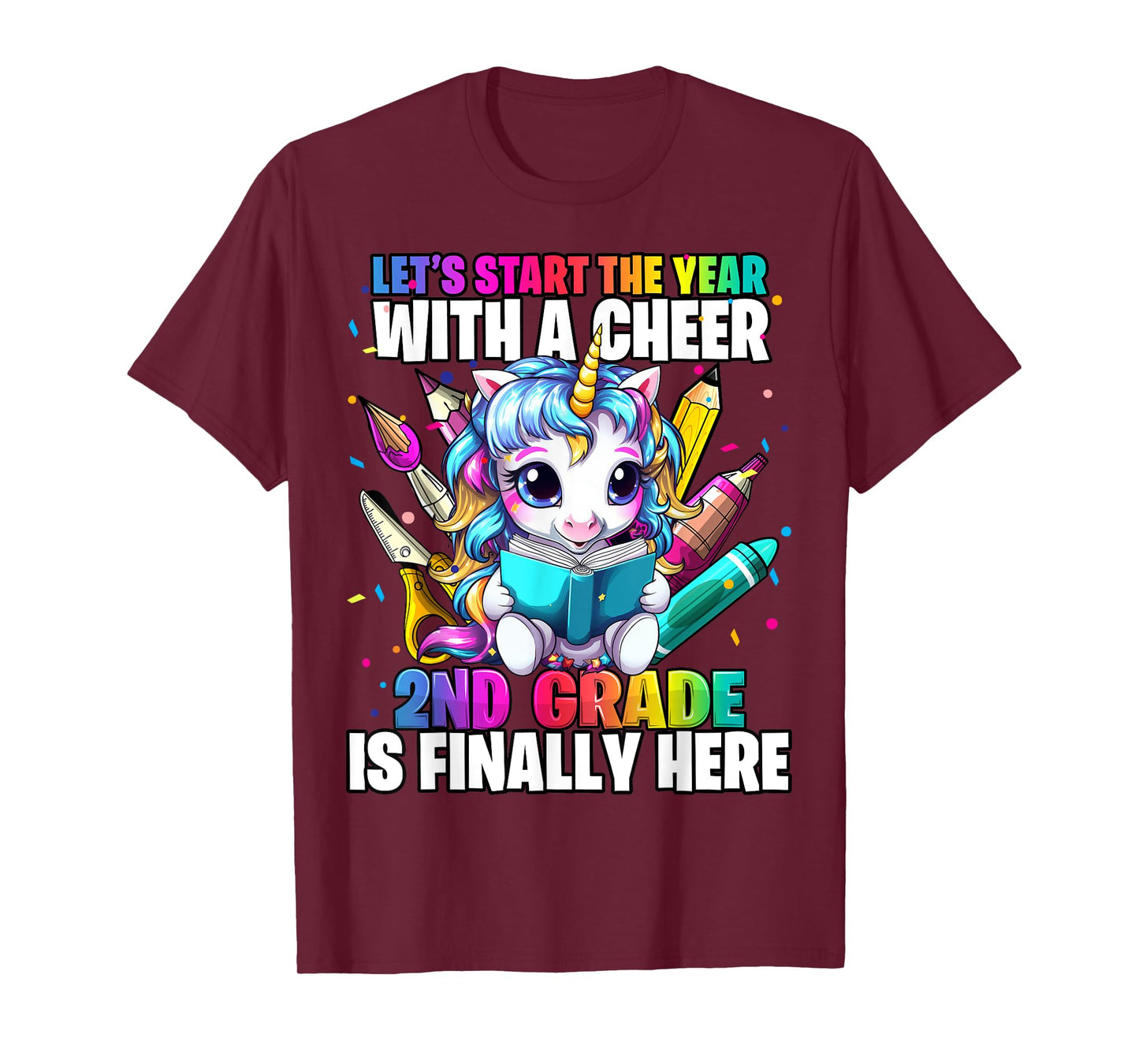 Unicorn 2nd Grade Back to School First Day of School Girls T-Shirt
