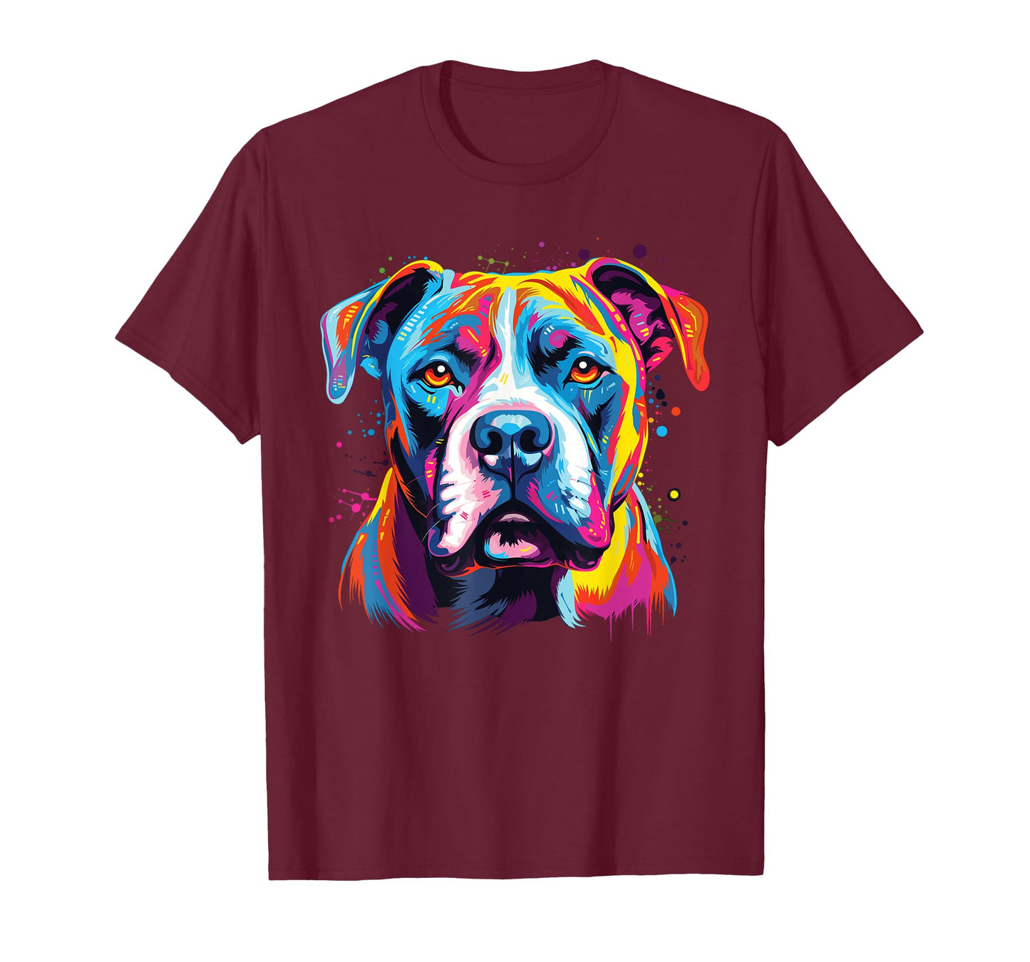 Watercolor Colorful American Bulldog Dog T-Shirt