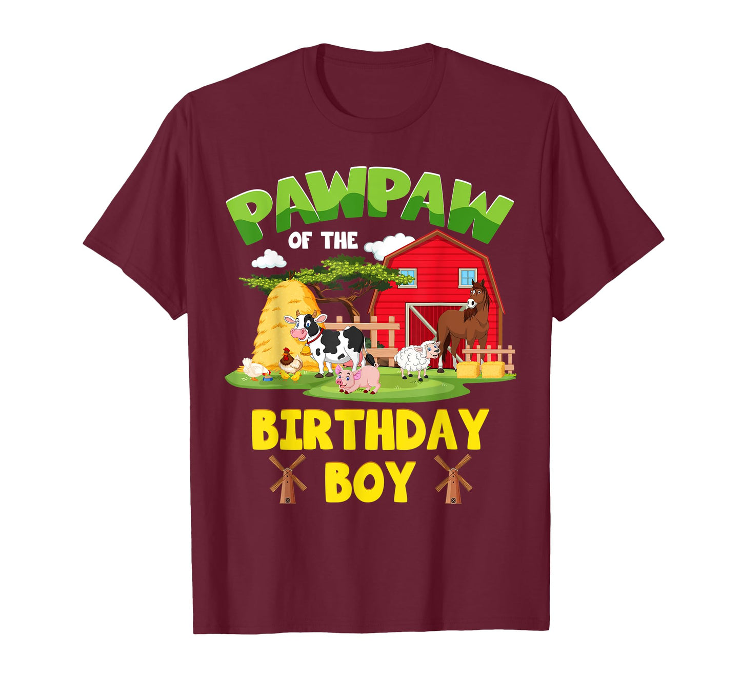 Pawpaw Of The Birthday Boy Farm Animals Barnyard Party T-Shirt
