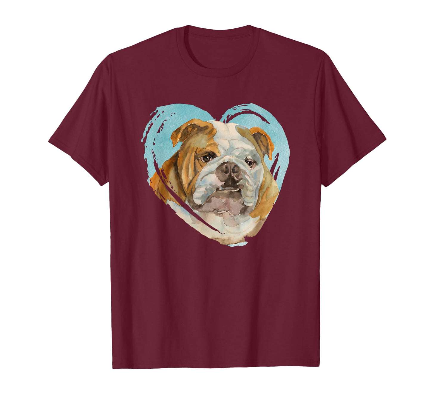 English Bulldog Portrait - Watercolor Dog Graphic Men Women Girls Kids T-Shirt