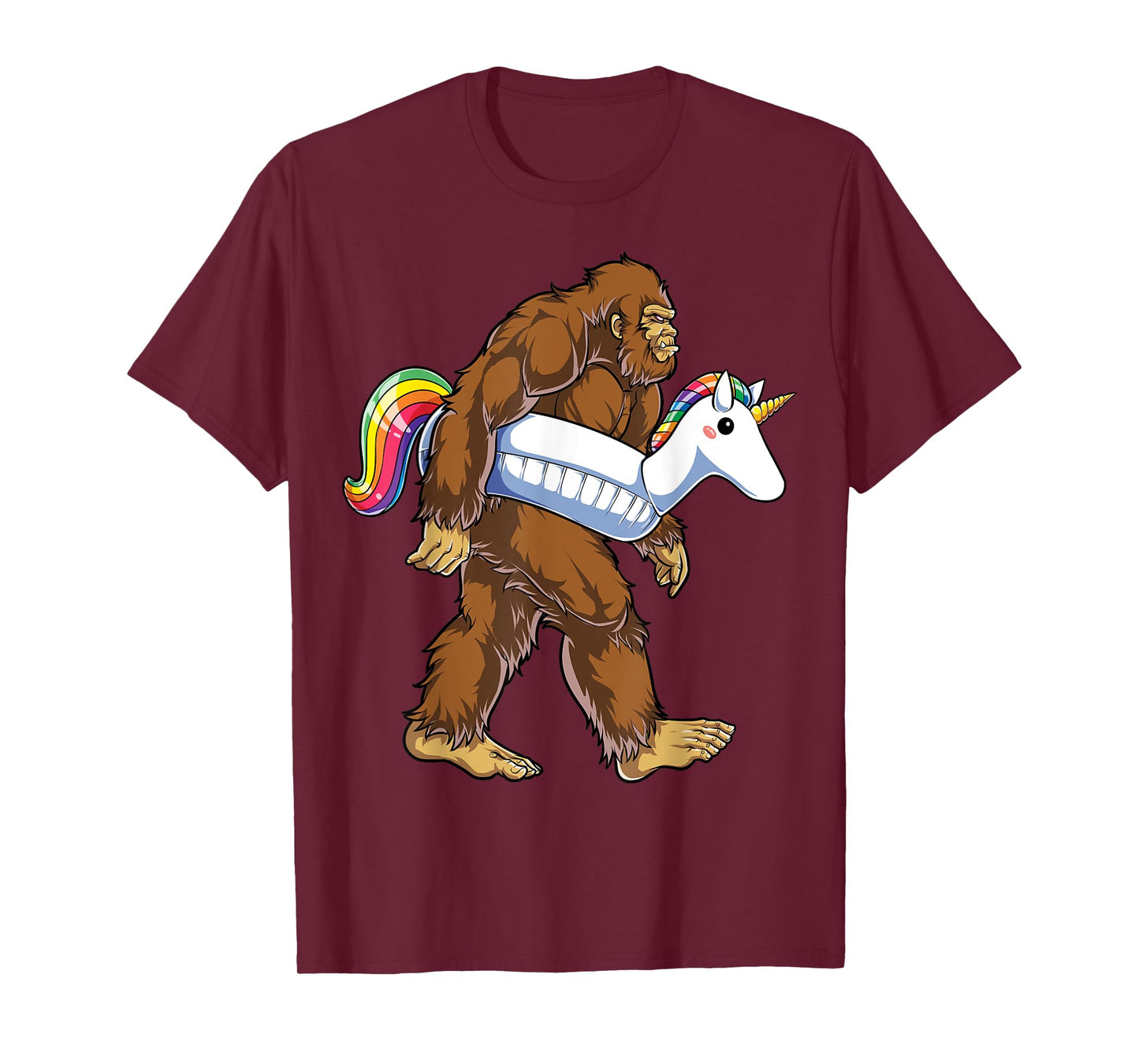 Pool Party Bigfoot Unicorn Float Funny Sasquatch Rainbow T-Shirt