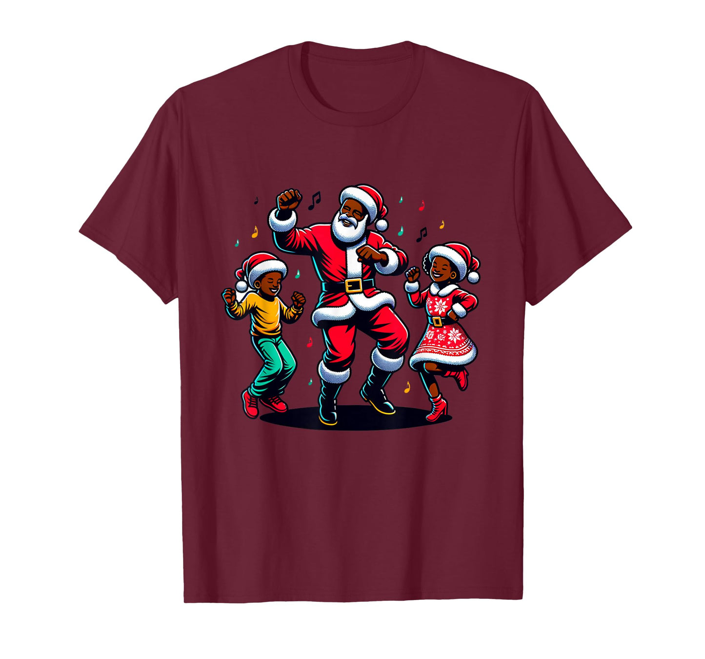 Black Christmas African American Santa Claus Christmas PJ T-Shirt