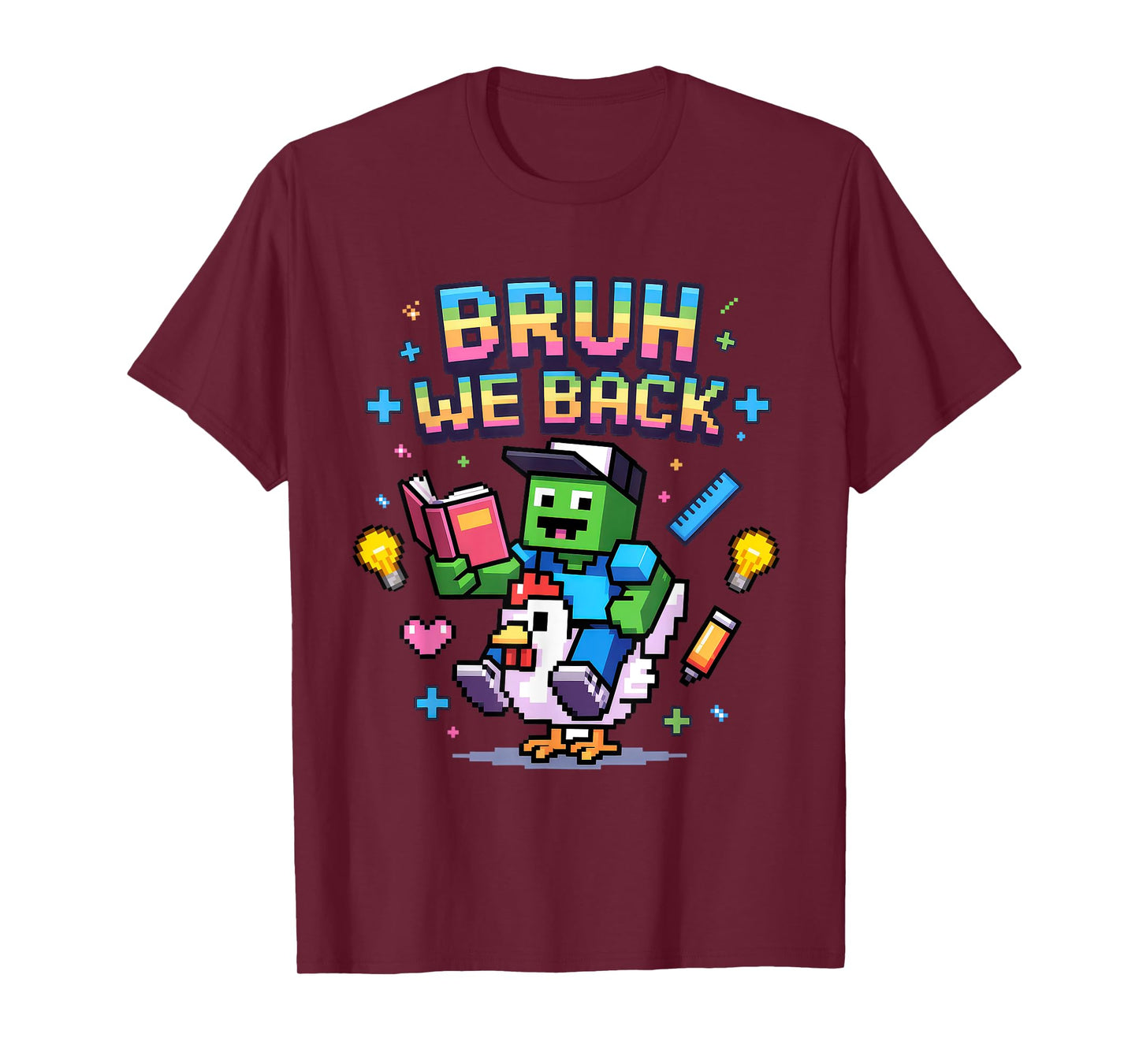 Bruh We Back to School Pixel Art Family Matching Shirt Kids T-Shirt