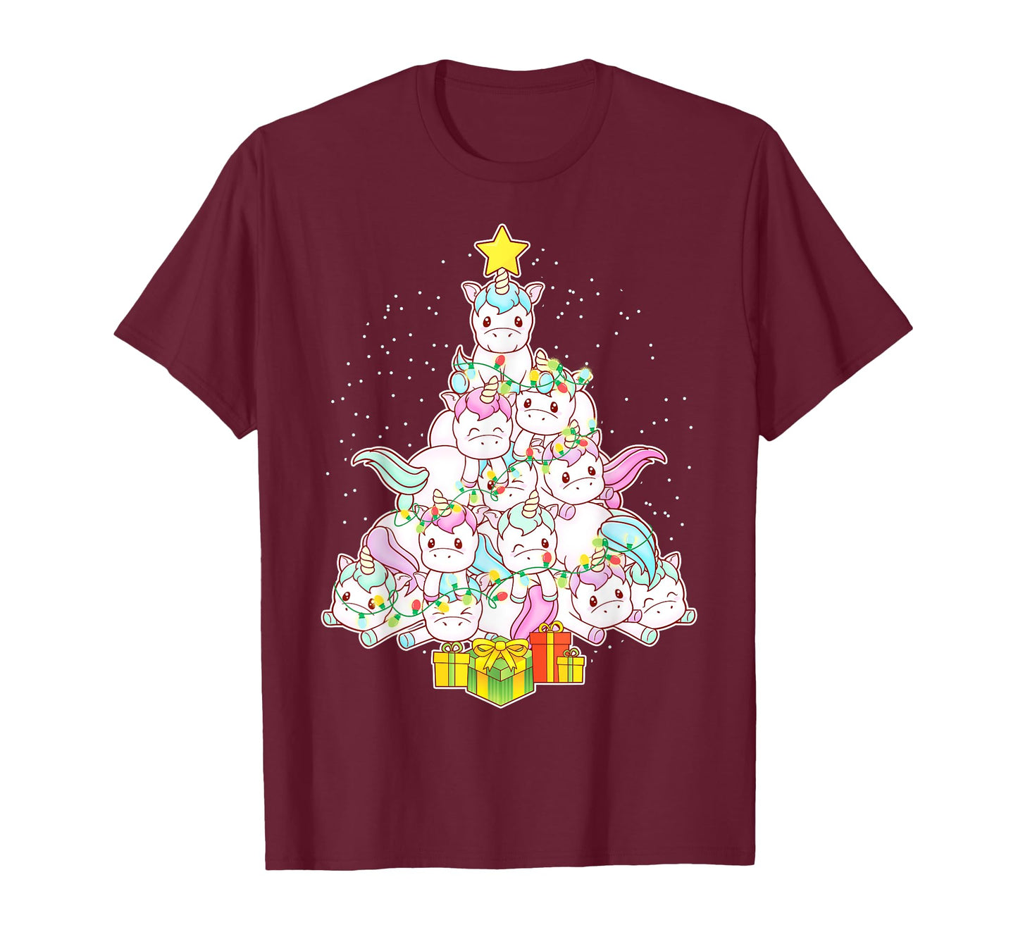 Unicorns Christmas Tree Unicorn Cute Girls Women Mom Kids T-Shirt