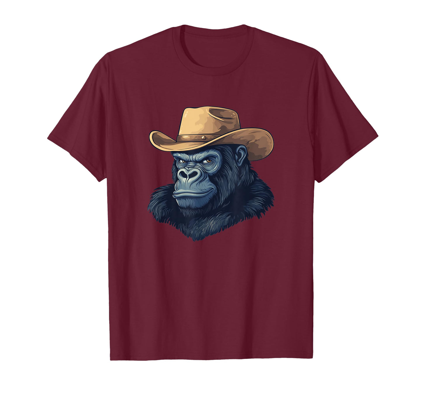 Fun Gorilla Face with Cowboy Hat for Rodeo Monkey T-Shirt