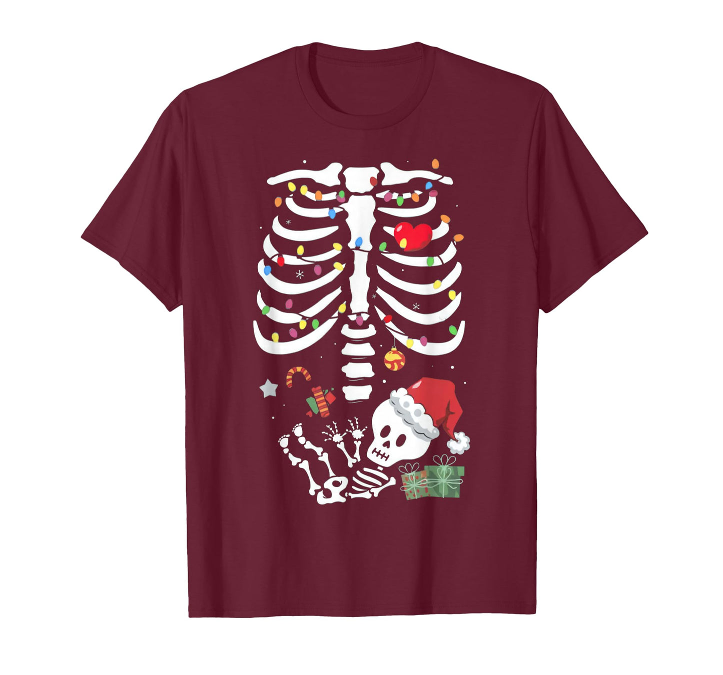 Cute Skeleton Baby Xmas Maternity Mom Pregnancy Christmas T-Shirt