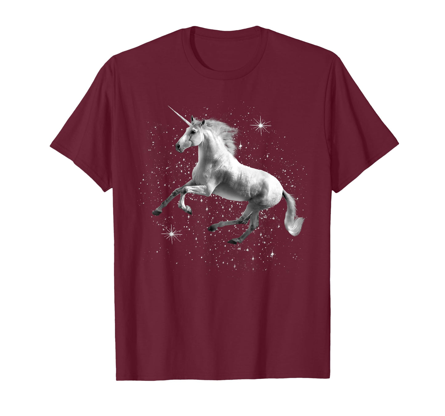 Unicorn Black and White Starry Stars T-Shirt